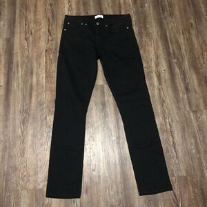 Helmut Lang Jeans Women's 30 Mid Rise Slim Straight Stretch Denim in Black Overd